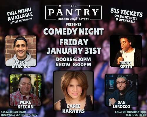 Comedy night flyer at Pantry