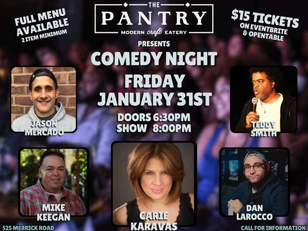 Comedy night flyer at Pantry